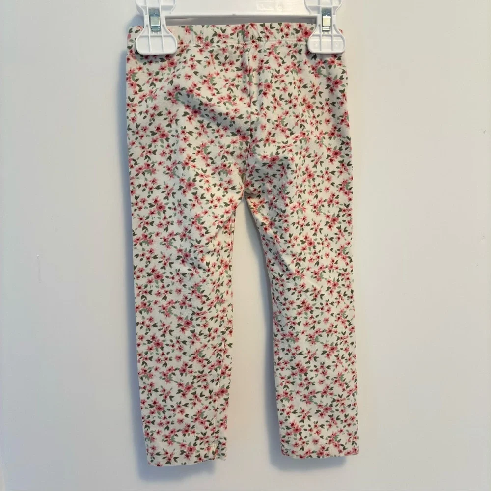 Old Navy Toddler Girl Button-Front Cardigan Sweater Pink & Floral Leggings 3T